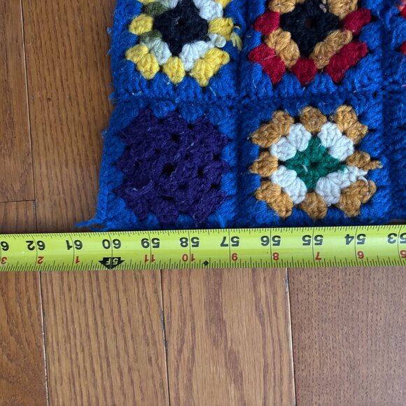 Vintage Handmade Granny Square Afghan 60" x 34" - Picture 4 of 5